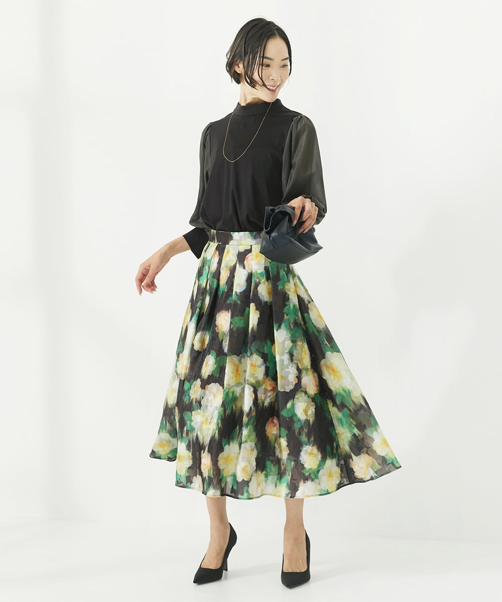 F6KAA32170 MICHEL KLEIN(小さいサイズ)(メゾン ドゥ サンク) [小さいサイズ]異素材ボリュームスリーブカットソー オフホワイト
