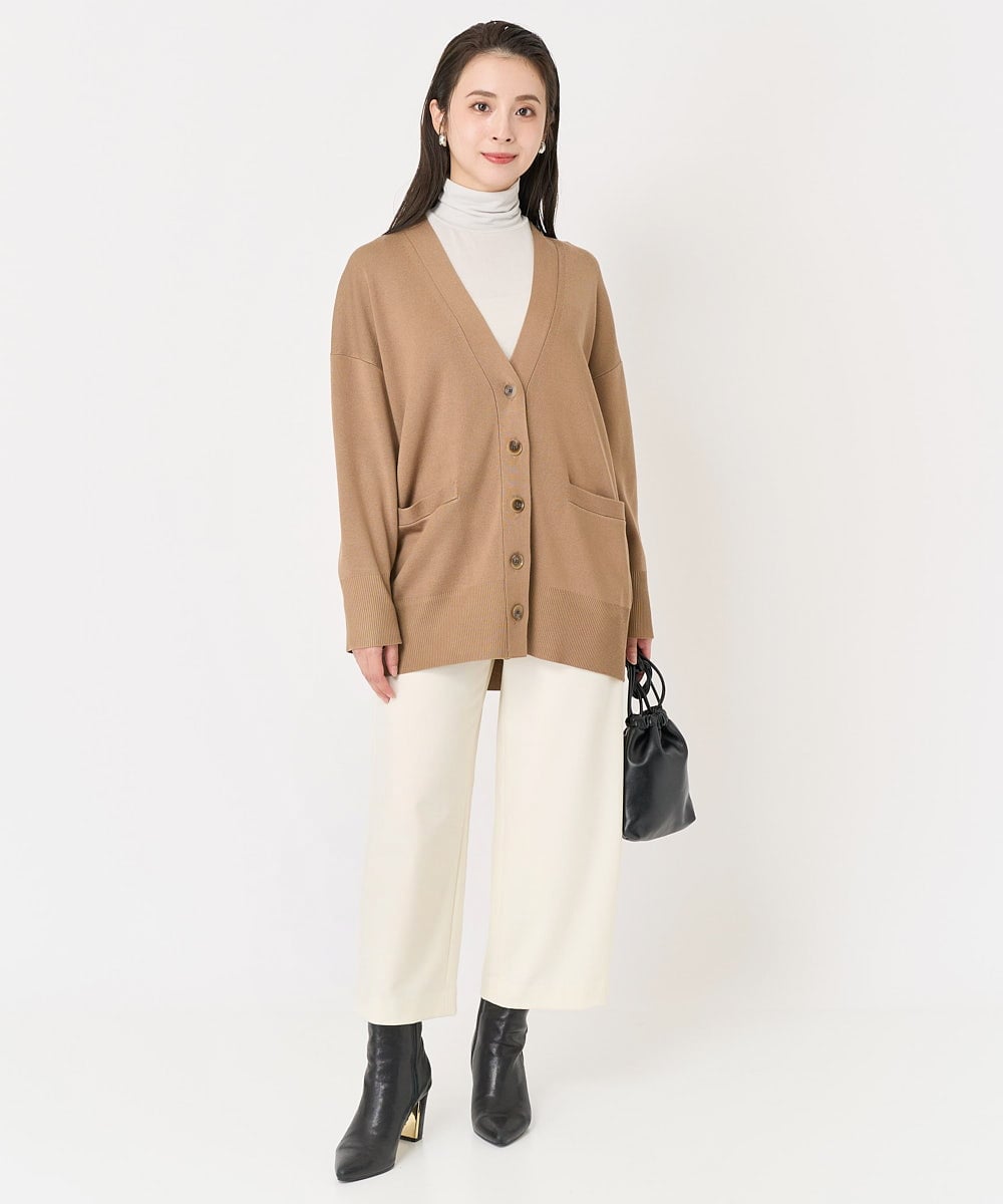 F6KAA34150 MICHEL KLEIN(小さいサイズ)(メゾン ドゥ サンク) [小さいサイズ]カシミヤ混ハイネックカットソー(レイヤードにおすすめ) ライトグレー