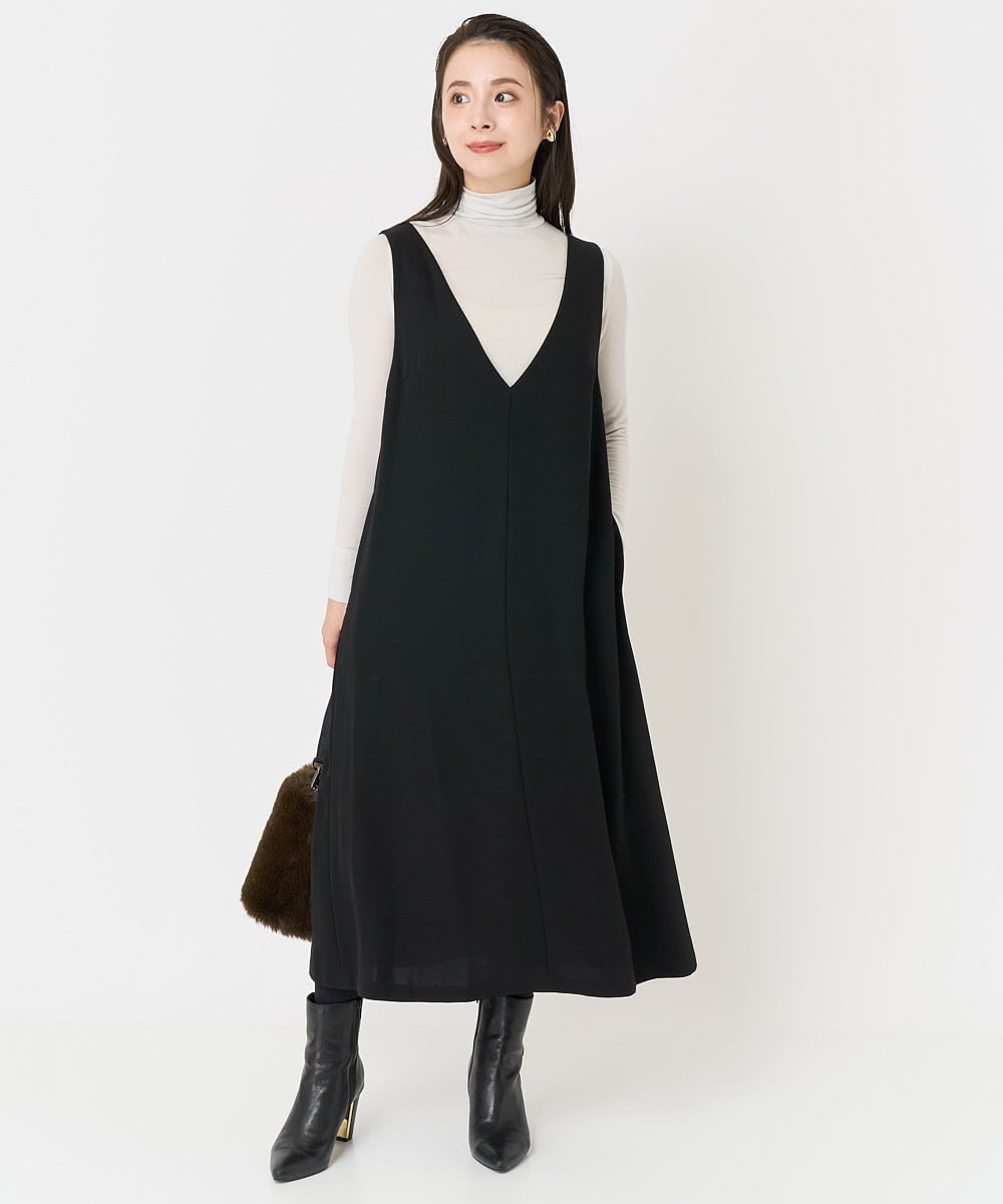 F6KAA34150 MICHEL KLEIN(小さいサイズ)(メゾン ドゥ サンク) [小さいサイズ]カシミヤ混ハイネックカットソー(レイヤードにおすすめ) ライトグレー
