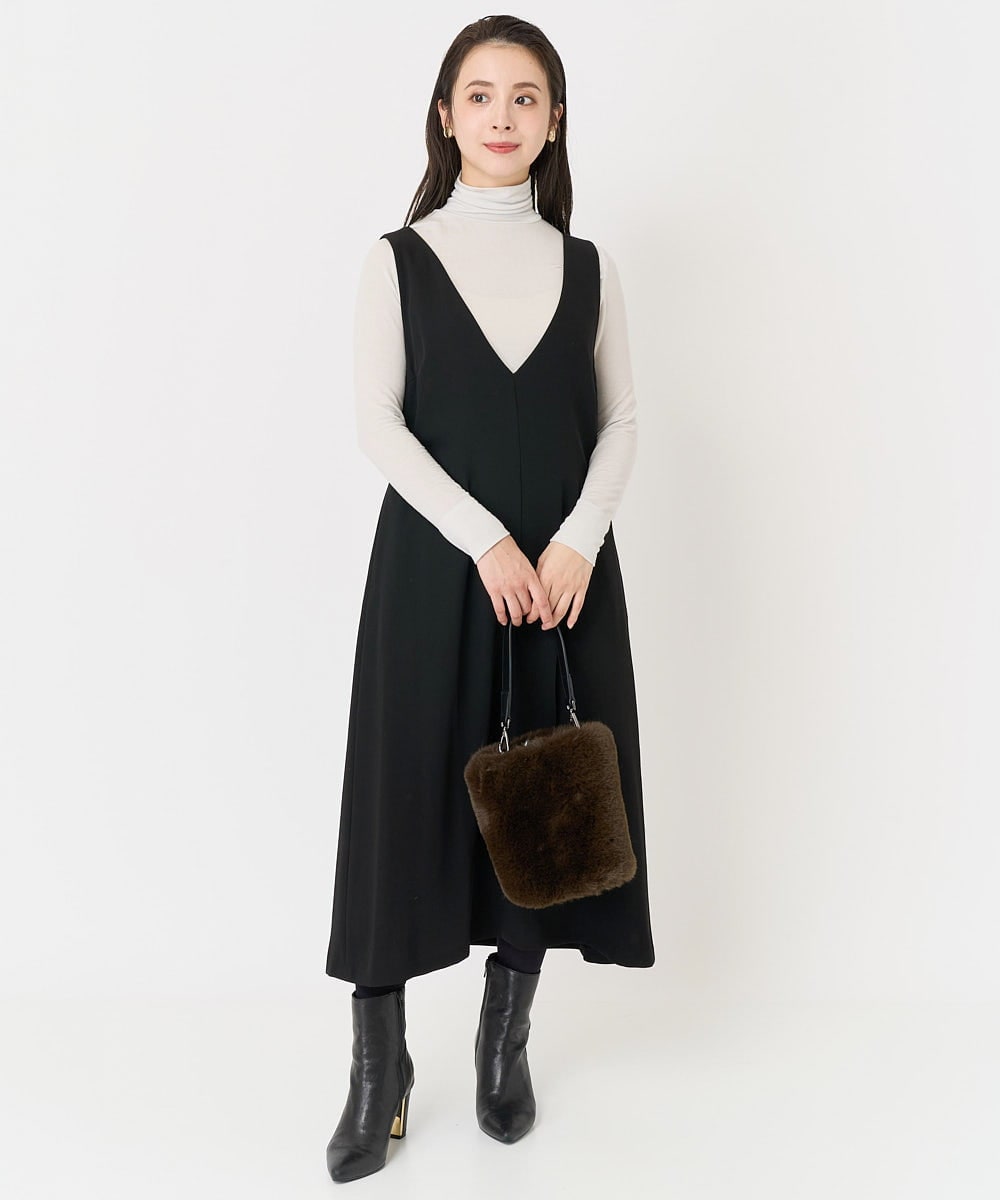 F6KAA34150 MICHEL KLEIN(小さいサイズ)(メゾン ドゥ サンク) [小さいサイズ]カシミヤ混ハイネックカットソー(レイヤードにおすすめ) ライトグレー