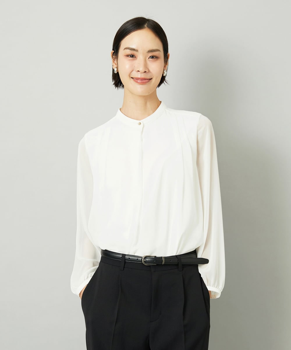 F6KAD02170 MICHEL KLEIN(小さいサイズ)(メゾン ドゥ サンク) [小さいサイズ]ボウタイ付き2WAYブラウソ― ホワイト