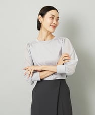 F6KAD11170 MICHEL KLEIN(小さいサイズ)(メゾン ドゥ サンク) [小さいサイズ]ラメチュールスリーブ異素材カットソー ラベンダー