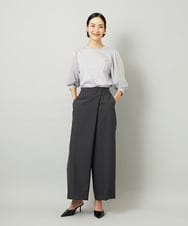F6KAD11170 MICHEL KLEIN(小さいサイズ)(メゾン ドゥ サンク) [小さいサイズ]ラメチュールスリーブ異素材カットソー ブラック