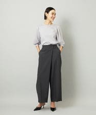 F6KAD11170 MICHEL KLEIN(小さいサイズ)(メゾン ドゥ サンク) [小さいサイズ]ラメチュールスリーブ異素材カットソー ブラック