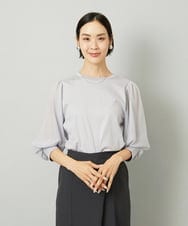 F6KAD11170 MICHEL KLEIN(小さいサイズ)(メゾン ドゥ サンク) [小さいサイズ]ラメチュールスリーブ異素材カットソー ブラック