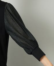 F6KAD11170 MICHEL KLEIN(小さいサイズ)(メゾン ドゥ サンク) [小さいサイズ]ラメチュールスリーブ異素材カットソー ブラック