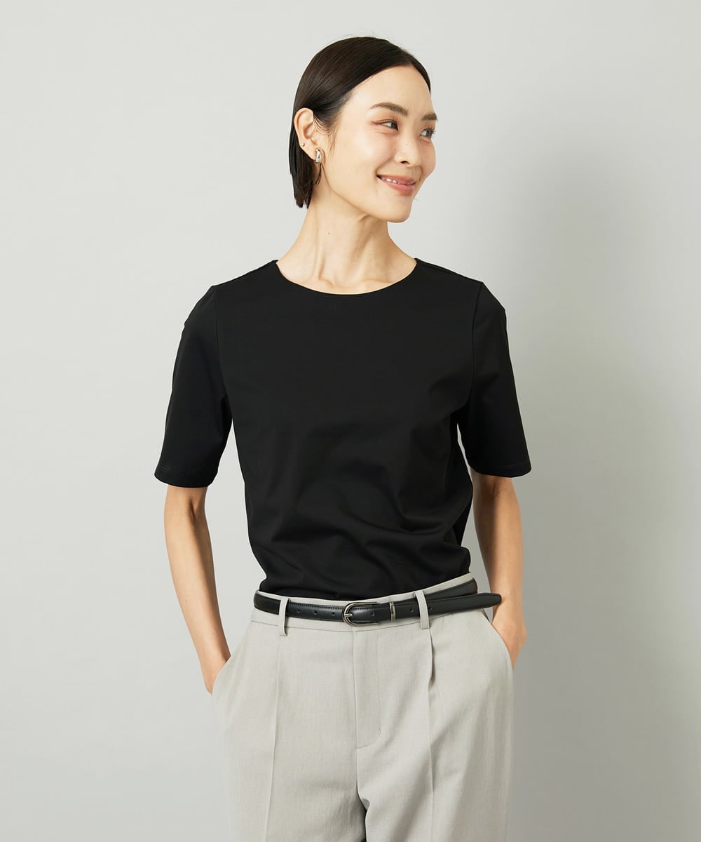 F6KAD15150 MICHEL KLEIN(小さいサイズ)(メゾン ドゥ サンク) [小さいサイズ]クリーンフォルムTシャツ ブラック