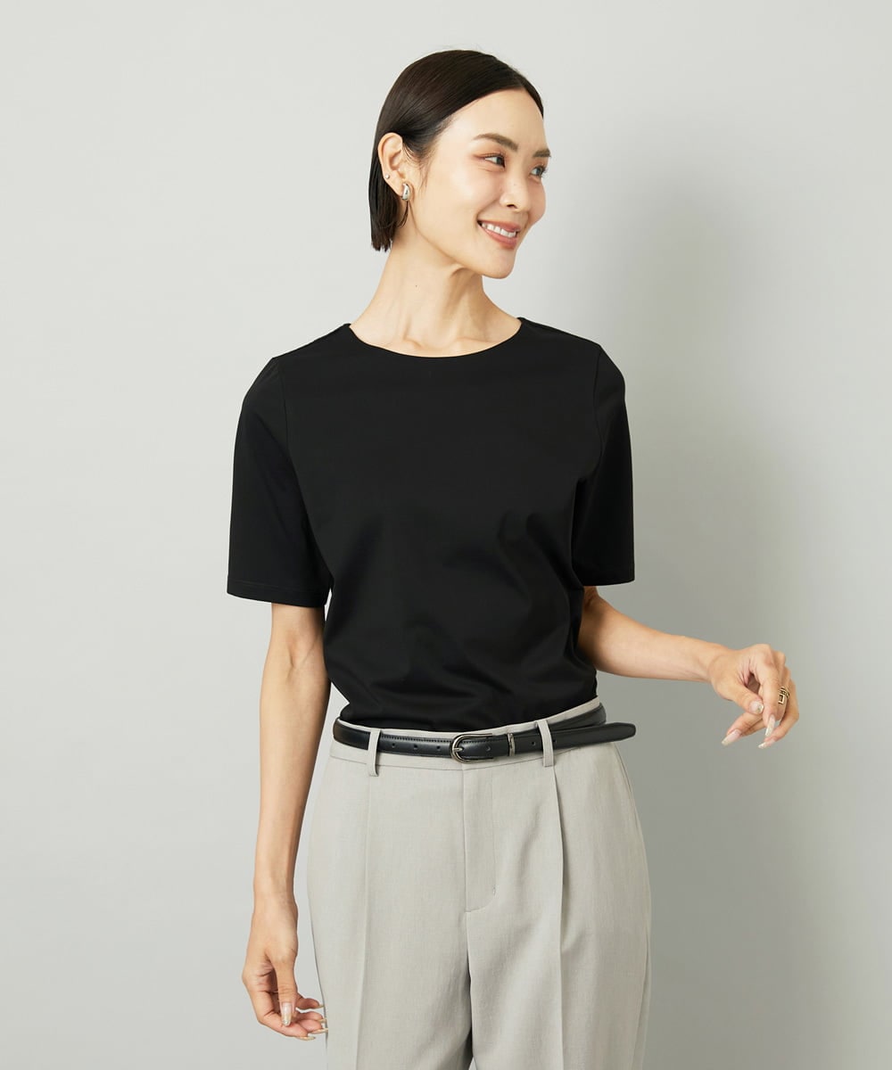 F6KAD15150 MICHEL KLEIN(小さいサイズ)(メゾン ドゥ サンク) [小さいサイズ]クリーンフォルムTシャツ ブラック