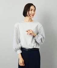 F6KAD18190 MICHEL KLEIN(小さいサイズ)(メゾン ドゥ サンク) [小さいサイズ]パフスリーブ異素材カットソー ライトグレー