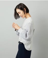 F6KAD18190 MICHEL KLEIN(小さいサイズ)(メゾン ドゥ サンク) [小さいサイズ]パフスリーブ異素材カットソー ライトグレー