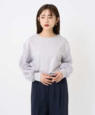 F6KAD18190 MICHEL KLEIN(小さいサイズ)(メゾン ドゥ サンク) [小さいサイズ]パフスリーブ異素材カットソー ライトグレー