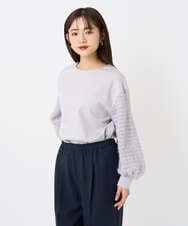 F6KAD18190 MICHEL KLEIN(小さいサイズ)(メゾン ドゥ サンク) [小さいサイズ]パフスリーブ異素材カットソー ライトグレー