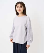 F6KAD18190 MICHEL KLEIN(小さいサイズ)(メゾン ドゥ サンク) [小さいサイズ]パフスリーブ異素材カットソー ライトグレー