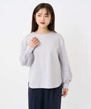 F6KAD18190 MICHEL KLEIN(小さいサイズ)(メゾン ドゥ サンク) [小さいサイズ]パフスリーブ異素材カットソー ライトグレー