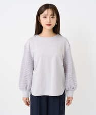 F6KAD18190 MICHEL KLEIN(小さいサイズ)(メゾン ドゥ サンク) [小さいサイズ]パフスリーブ異素材カットソー ライトグレー