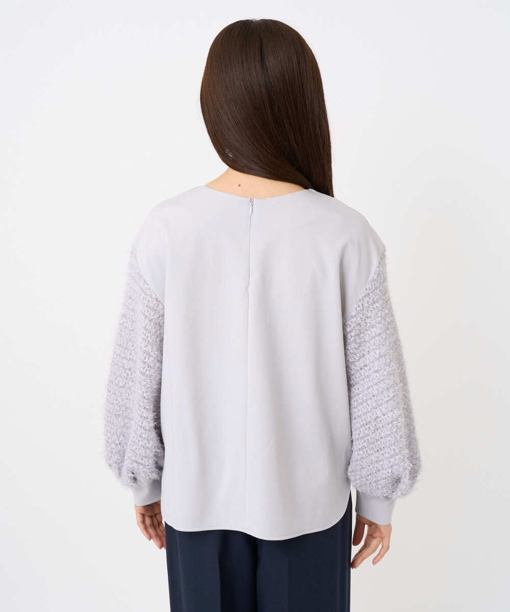 F6KAD18190 MICHEL KLEIN(小さいサイズ)(メゾン ドゥ サンク) [小さいサイズ]パフスリーブ異素材カットソー ライトグレー