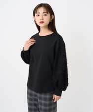 F6KAD18190 MICHEL KLEIN(小さいサイズ)(メゾン ドゥ サンク) [小さいサイズ]パフスリーブ異素材カットソー ライトグレー