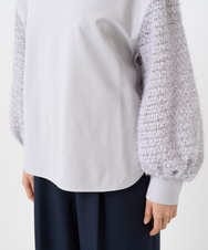 F6KAD18190 MICHEL KLEIN(小さいサイズ)(メゾン ドゥ サンク) [小さいサイズ]パフスリーブ異素材カットソー ライトグレー