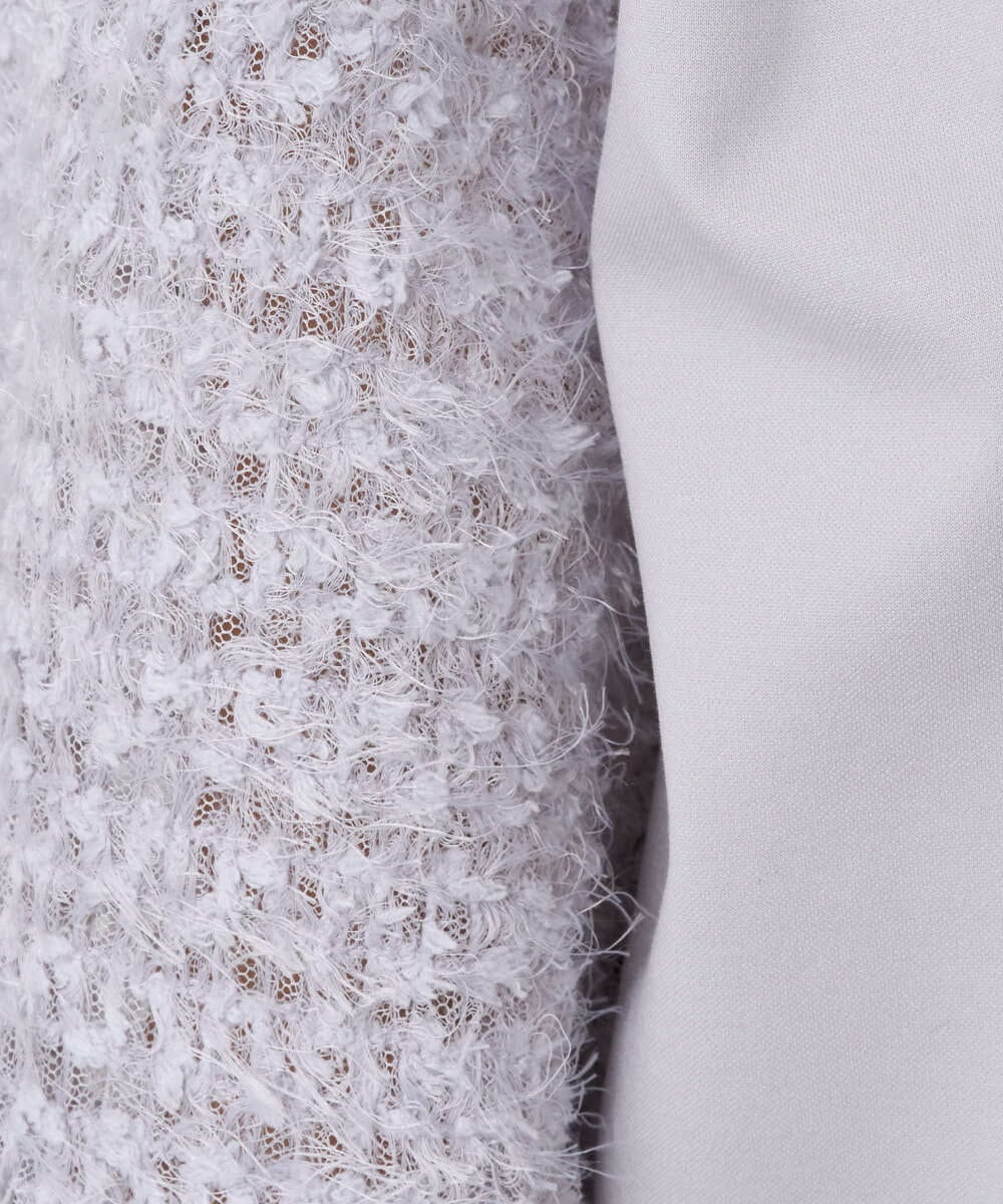 F6KAD18190 MICHEL KLEIN(小さいサイズ)(メゾン ドゥ サンク) [小さいサイズ]パフスリーブ異素材カットソー ライトグレー