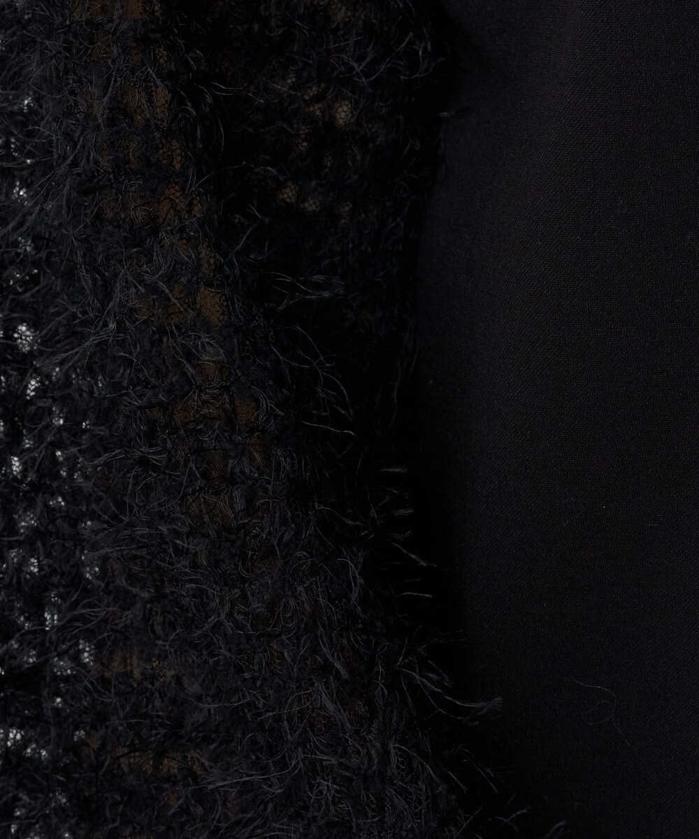 F6KAD18190 MICHEL KLEIN(小さいサイズ)(メゾン ドゥ サンク) [小さいサイズ]パフスリーブ異素材カットソー ライトグレー