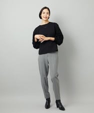 F6KAD18190 MICHEL KLEIN(小さいサイズ)(メゾン ドゥ サンク) [小さいサイズ]パフスリーブ異素材カットソー ライトグレー