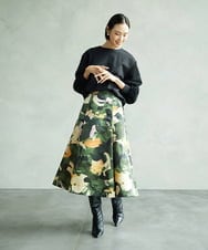 F6KAD18190 MICHEL KLEIN(小さいサイズ)(メゾン ドゥ サンク) [小さいサイズ]パフスリーブ異素材カットソー ライトグレー