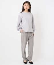 F6KAD18190 MICHEL KLEIN(小さいサイズ)(メゾン ドゥ サンク) [小さいサイズ]パフスリーブ異素材カットソー ライトグレー