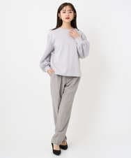 F6KAD18190 MICHEL KLEIN(小さいサイズ)(メゾン ドゥ サンク) [小さいサイズ]パフスリーブ異素材カットソー ライトグレー