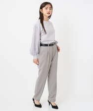 F6KAD18190 MICHEL KLEIN(小さいサイズ)(メゾン ドゥ サンク) [小さいサイズ]パフスリーブ異素材カットソー ライトグレー