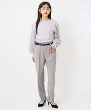 F6KAD18190 MICHEL KLEIN(小さいサイズ)(メゾン ドゥ サンク) [小さいサイズ]パフスリーブ異素材カットソー ライトグレー