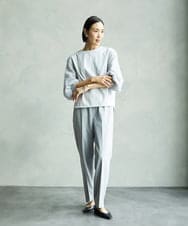 F6KAD18190 MICHEL KLEIN(小さいサイズ)(メゾン ドゥ サンク) [小さいサイズ]パフスリーブ異素材カットソー ライトグレー