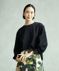 F6KAD18190 MICHEL KLEIN(小さいサイズ)(メゾン ドゥ サンク) [小さいサイズ]パフスリーブ異素材カットソー ライトグレー