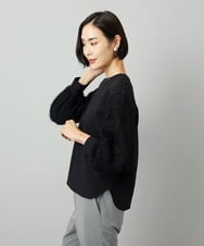 F6KAD18190 MICHEL KLEIN(小さいサイズ)(メゾン ドゥ サンク) [小さいサイズ]パフスリーブ異素材カットソー ライトグレー