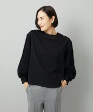 F6KAD18190 MICHEL KLEIN(小さいサイズ)(メゾン ドゥ サンク) [小さいサイズ]パフスリーブ異素材カットソー ライトグレー