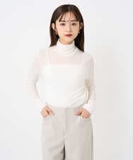 F6KAD19130 MICHEL KLEIN(小さいサイズ)(メゾン ドゥ サンク) [小さいサイズ]［レイヤードにおすすめ］シアーハイネックカットソー ブラウン