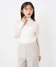 F6KAD19130 MICHEL KLEIN(小さいサイズ)(メゾン ドゥ サンク) [小さいサイズ]［レイヤードにおすすめ］シアーハイネックカットソー ブラウン