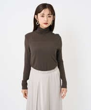 F6KAD19130 MICHEL KLEIN(小さいサイズ)(メゾン ドゥ サンク) [小さいサイズ]［レイヤードにおすすめ］シアーハイネックカットソー ブラウン