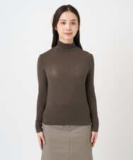 F6KAD19130 MICHEL KLEIN(小さいサイズ)(メゾン ドゥ サンク) [小さいサイズ]［レイヤードにおすすめ］シアーハイネックカットソー ブラウン