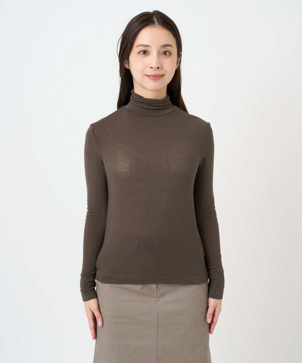 F6KAD19130 MICHEL KLEIN(小さいサイズ)(メゾン ドゥ サンク) [小さいサイズ]［レイヤードにおすすめ］シアーハイネックカットソー ブラウン