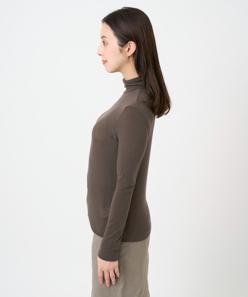 F6KAD19130 MICHEL KLEIN(小さいサイズ)(メゾン ドゥ サンク) [小さいサイズ]［レイヤードにおすすめ］シアーハイネックカットソー ブラウン