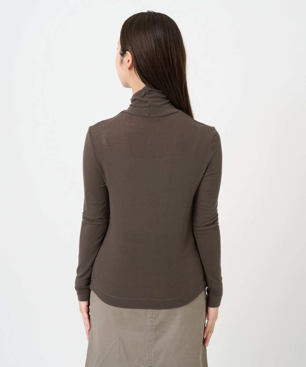 F6KAD19130 MICHEL KLEIN(小さいサイズ)(メゾン ドゥ サンク) [小さいサイズ]［レイヤードにおすすめ］シアーハイネックカットソー ブラウン