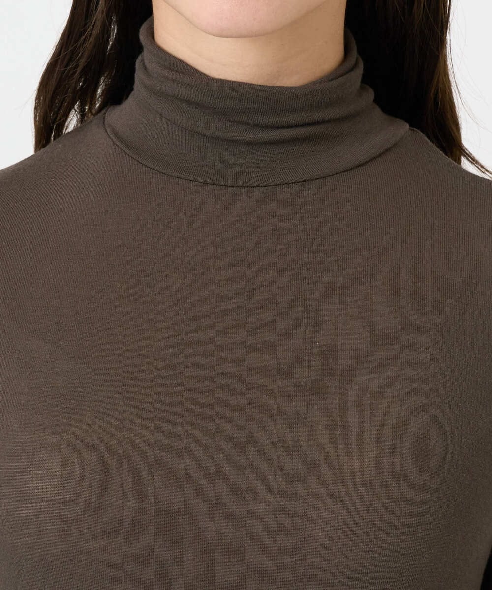 F6KAD19130 MICHEL KLEIN(小さいサイズ)(メゾン ドゥ サンク) [小さいサイズ]［レイヤードにおすすめ］シアーハイネックカットソー ブラウン