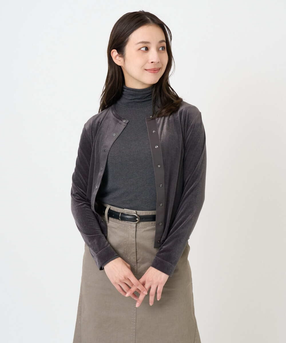 F6KAD19130 MICHEL KLEIN(小さいサイズ)(メゾン ドゥ サンク) [小さいサイズ]［レイヤードにおすすめ］シアーハイネックカットソー ブラウン