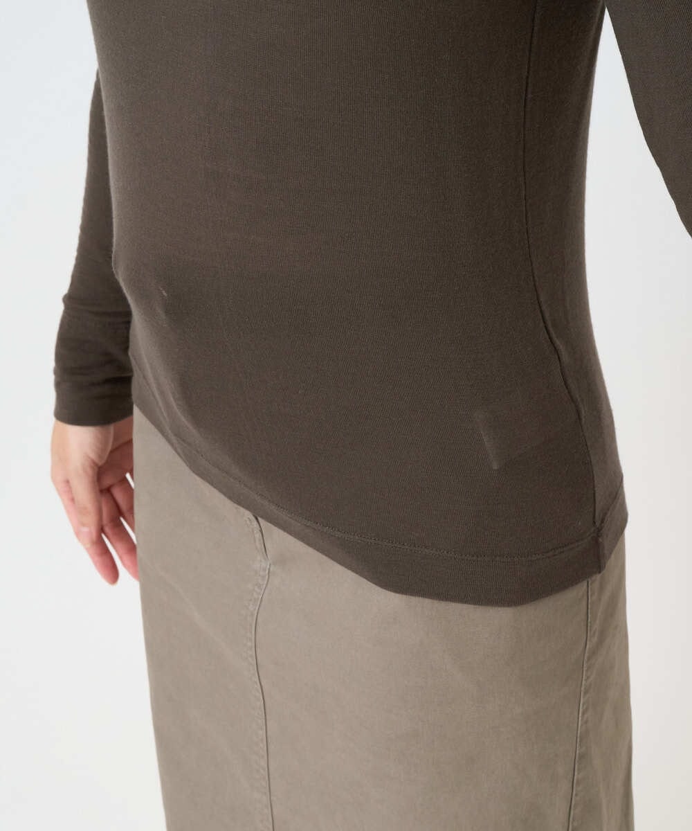 F6KAD19130 MICHEL KLEIN(小さいサイズ)(メゾン ドゥ サンク) [小さいサイズ]［レイヤードにおすすめ］シアーハイネックカットソー ブラウン