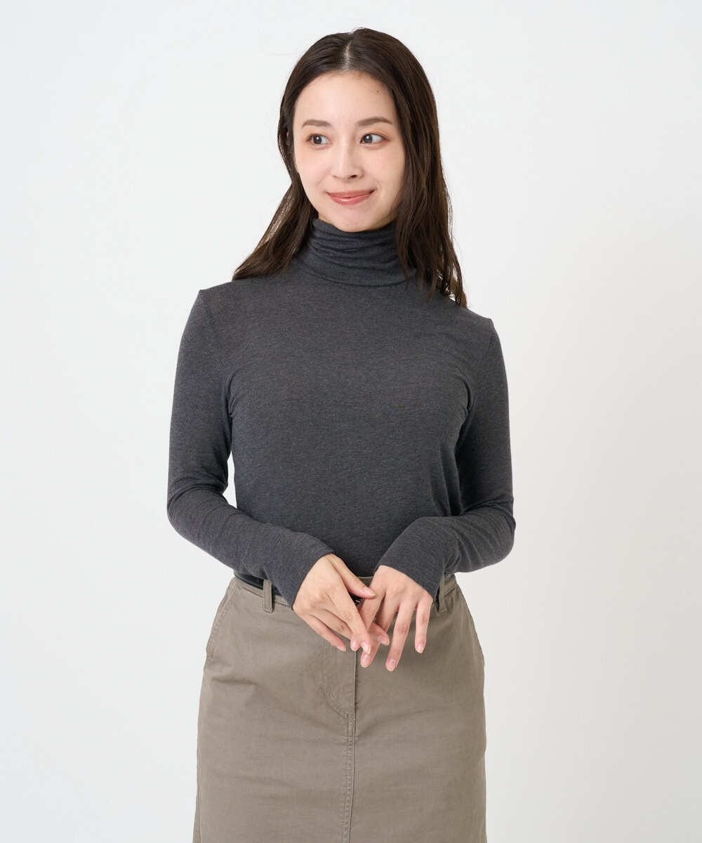 F6KAD19130 MICHEL KLEIN(小さいサイズ)(メゾン ドゥ サンク) [小さいサイズ]［レイヤードにおすすめ］シアーハイネックカットソー ブラウン