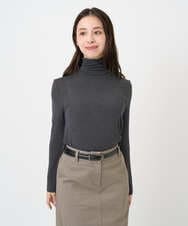 F6KAD19130 MICHEL KLEIN(小さいサイズ)(メゾン ドゥ サンク) [小さいサイズ]［レイヤードにおすすめ］シアーハイネックカットソー ブラウン