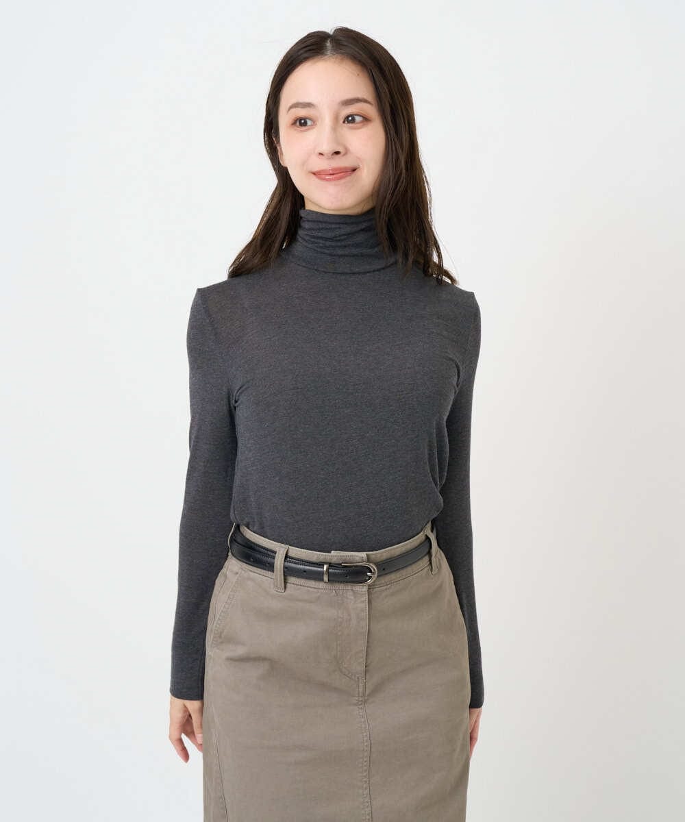 F6KAD19130 MICHEL KLEIN(小さいサイズ)(メゾン ドゥ サンク) [小さいサイズ]［レイヤードにおすすめ］シアーハイネックカットソー ブラウン