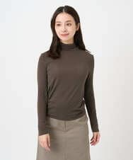 F6KAD19130 MICHEL KLEIN(小さいサイズ)(メゾン ドゥ サンク) [小さいサイズ]［レイヤードにおすすめ］シアーハイネックカットソー ブラウン