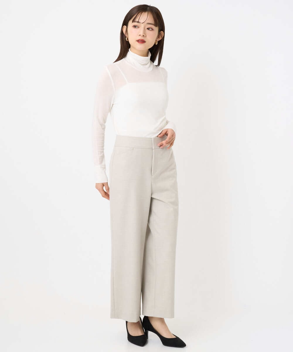 F6KAD19130 MICHEL KLEIN(小さいサイズ)(メゾン ドゥ サンク) [小さいサイズ]［レイヤードにおすすめ］シアーハイネックカットソー ブラウン