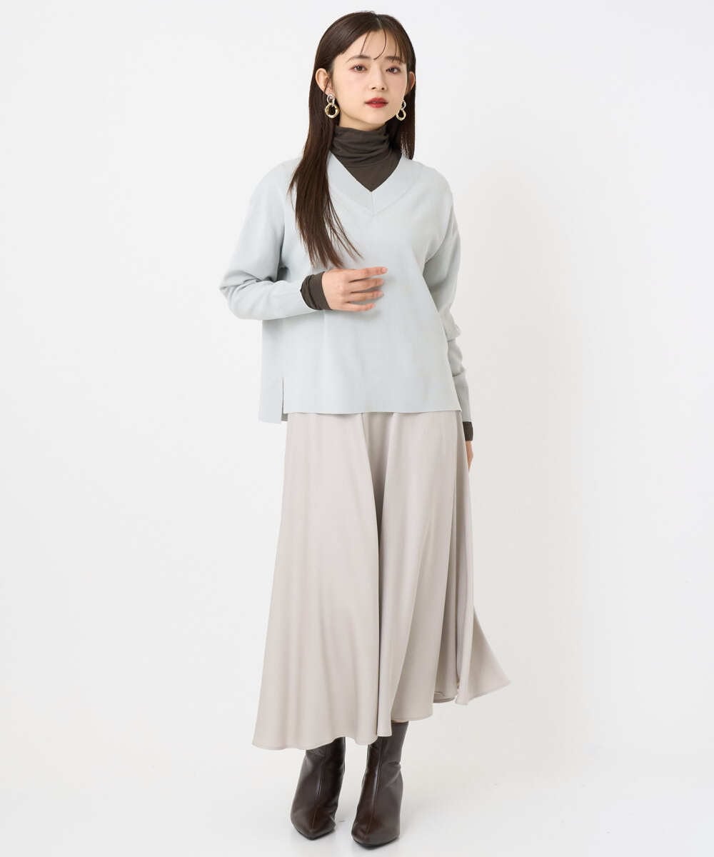 F6KAD19130 MICHEL KLEIN(小さいサイズ)(メゾン ドゥ サンク) [小さいサイズ]［レイヤードにおすすめ］シアーハイネックカットソー ブラウン